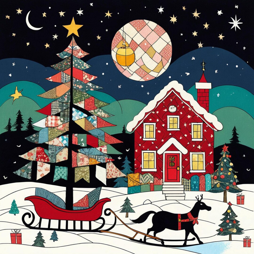 Vintage Christmas Tree Scene Bundle 10 High Res Jpgs for Junk ...