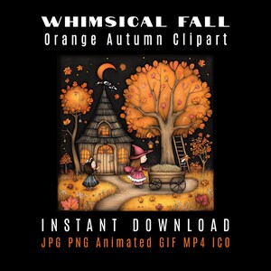 Whimsical Orange Turkey Clipart for Thanksgiving Illustration, Little Girl Cartoon Style Printable Image