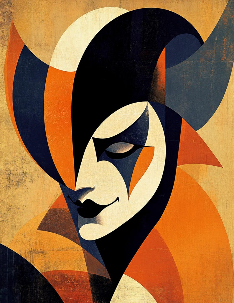 Jester Abstract Abstract Jester Clipart for Crafting | Art Deco Style JPG Images ...