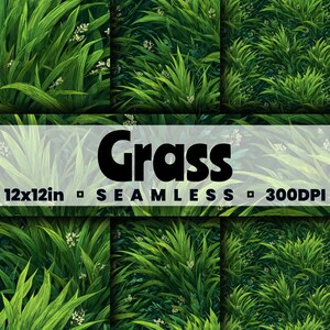 Digitales nahtloses Muster mit grünem Gras - perfekt für Print on Demand | Kontinuierliches Seamless Muster | 12 x 12 in JPGs | Kommerzielle Nutzung | CSPGG01