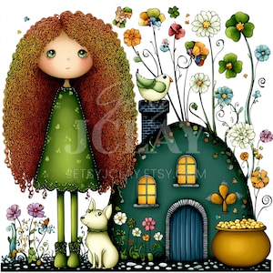 Eight 12" x 12" Square St. Patrick's Day Theme Clipart for Crafting and DIY