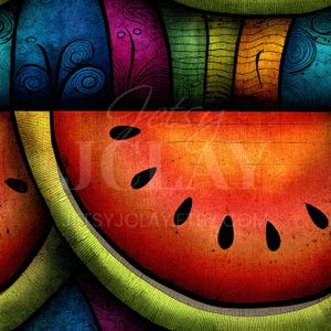 Modèle sans couture abstrait | Lumineux Audacieux Coloré | Parfait pour le POD | Modèle sans couture de pastèque | 12 x 12 pouces JPG | Utilisation commerciale | CSPWMLN02