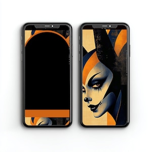 Art Deco Jester iPhone Wallpaper Set: Playful Abstract Design (Digital Download)