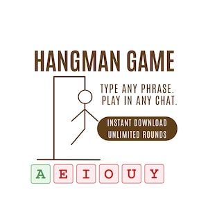 Juego del ahorcado: frases ilimitadas, juega por chat o texto, juego para navegador (descarga digital)