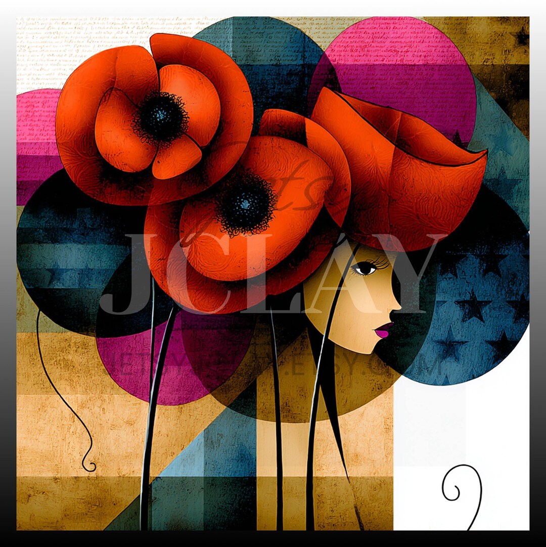 Abstract Red Poppy Abstract Red Poppies Art: Cubist Style Jpgs (12