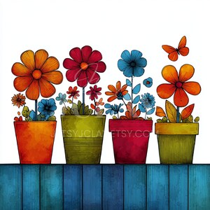 Abstract Watercolor Flowers and Butterfly: High-Res Floral JPGs (12"x12")