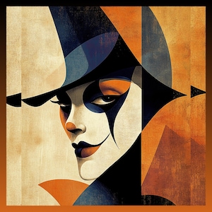 Art Deco Jester Clipart: Abstract April Fool's Day JPGs (Digital Download)