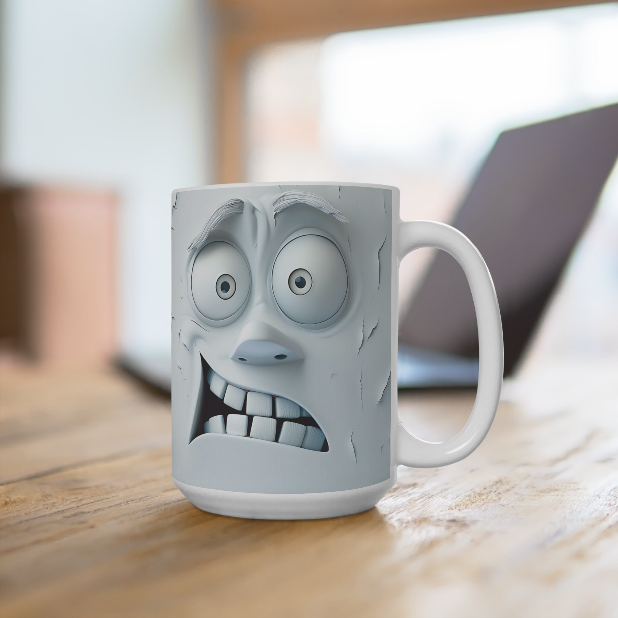 Funny Face 3D Mug Ceramic 3d Funny Face Mug Wrap Sublimation Design(00)