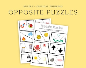 Opposites Pre K Printable Puzzle Preschool Opposite Activity Puzzle Pre K Printable Preschool Activity PreK Printable Cutting Cards Opposite