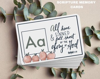 Bible Verse Card ABC Memory Verse Cards Printable Scripture Verse Card Printable Scripture Memory ABC Card Printable Kids Bible Verse Decor