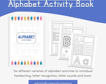 Alphabet Tracing Worksheets Kindergarten Pre-K Preschool ABC Tracing Book Printable Alphabet Activity Book Letter Recognition ABC coloring