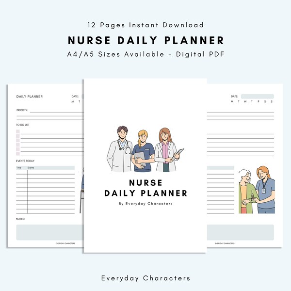 Nurse Daily Planner, Digital Goodnotes Template, Daily To Do List for Work / Personal Life, Productivity Planner, Planner For Nurses
