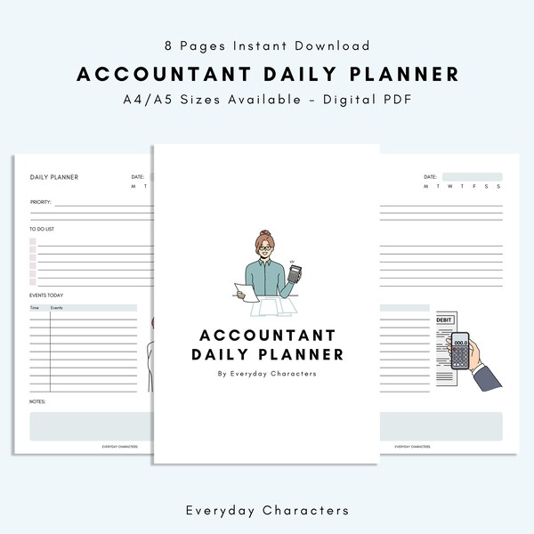 Daily Planner For Accountants, Digital Goodnotes Template, Daily To Do List for Work / Personal Life, Productivity Planner, Everyday Planner