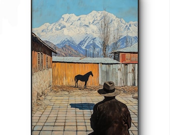 Karakol, Kyrgyzstan: Printable Wall Art - Surreal Central Asia Poster, Instant Download (50x70 cm)