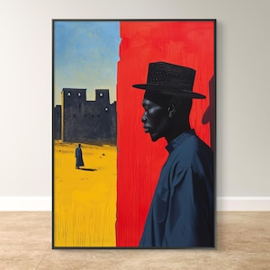 Kano, Nigeria: Surrealistisk afrikansk stadsaffisch (digital nedladdning)