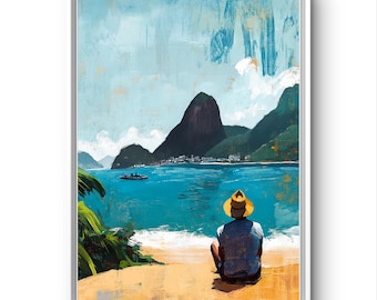Brazilian Man: Printable Wall Art - Realist Rio de Janeiro Tropical Poster, Instant Download (50x70 cm)