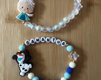 Disney Frozen Personalized Bracelet |14K Gold plated|Stretchy|Christmas Gift for Her |Stackable Jewelry