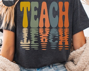 Retro Teach Comfort Colors Shirt, Teacher Appreciation shirt, Teacher Back to School Outfit, Kindergarten Teacher Gift