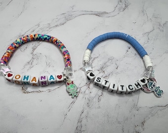 Personalized Stitch Charm Bracelet: Ohana Friendship Jewelry