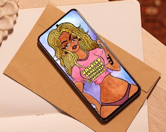 Watercolor Woman Phone Wallpaper: Passive Aggression Art (Digital Download)