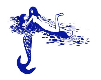 Mermaid Girl Crush Folding Card Set - Blank Inside