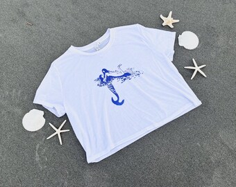 Women's Mermaid Flowy Cropped Tee - Girl Crush