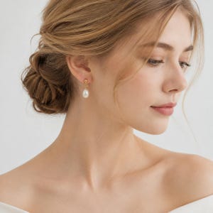 Örhängen med klipp i äkta sötvattenspärlor, 14K guldpläterade sterlingsilverörhängen för känslig hud utan piercing, bröllopspresent till mamma