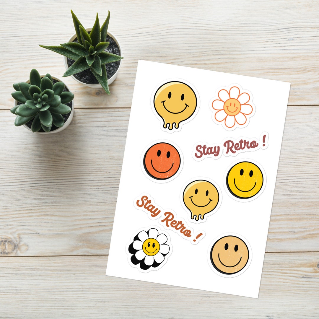 Retro Sticker Sheet | Smiley Face | Journal | Scrapook | Creative - Etsy UK