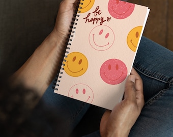 Spiral notebook | retro | smiley face | be happy | journal