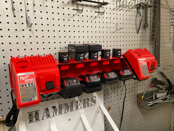 Milwaukee M12/M18 Battery Charger/Organizer Primary color: Raw Steel