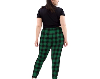 green plaid Women&#39;s Joggers