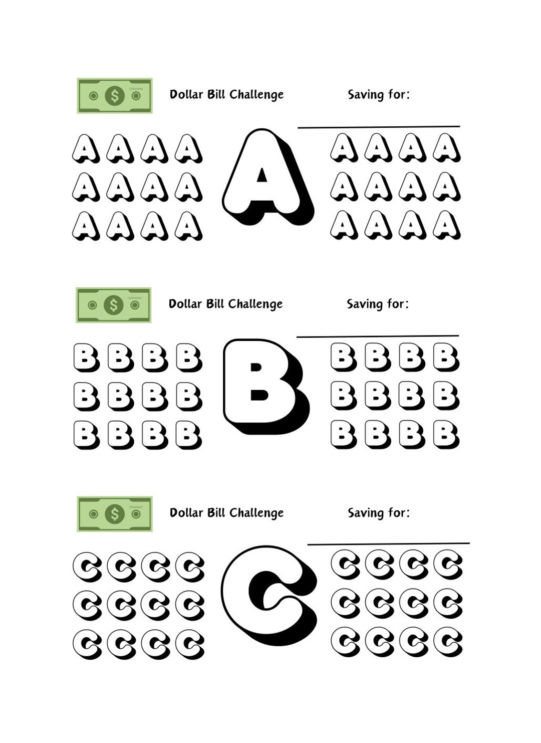 A L Dollar Bill Savings Challenge Etsy a-l-dollar-bill-savings-challenge-etsy