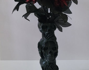 3D Printed 3 Skull Vase not roses artificial flowers plants.