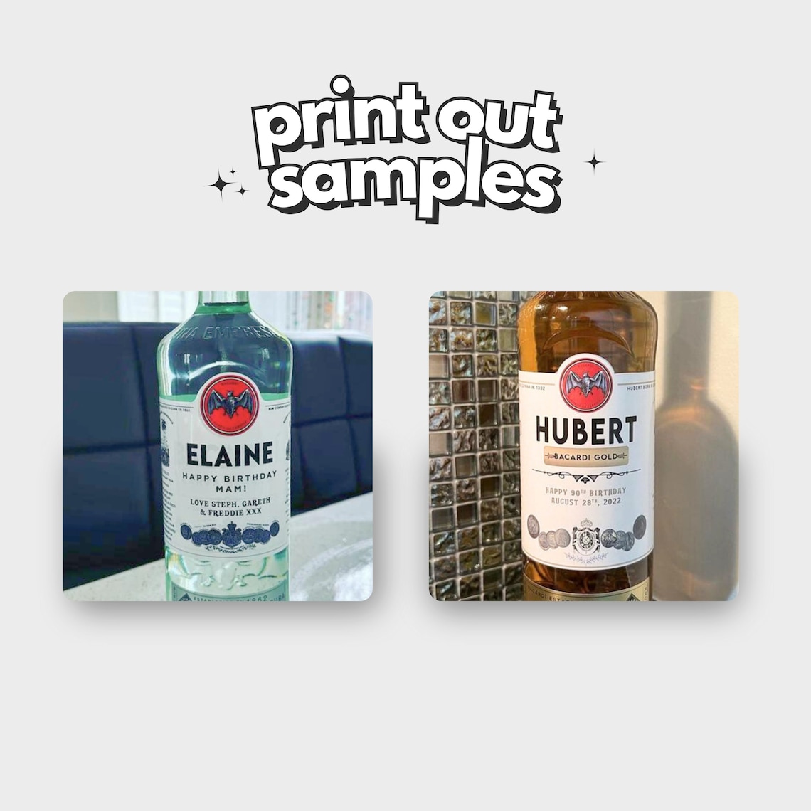 Personalized Printable Bacardi Rum Bottle Label Canva Template Own Name ...