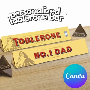 Personalisiertes druckbares Toblerone Bar Box Label | Canva Vorlage | NUR DIGITAL