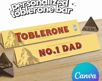 Personalisiertes druckbares Toblerone Bar Box Label | Canva Vorlage | NUR DIGITAL