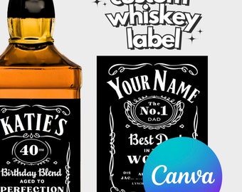 Plantilla Canva de etiqueta de whisky personalizada / Solo descarga digital