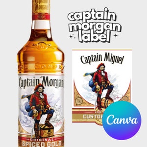 Personalized Custom Captain Morgan Spiced Rum Editable  Label Canva Template Groomsmen Gift Bachelorette Party Gift for Him Dad DIGITAL ONLY