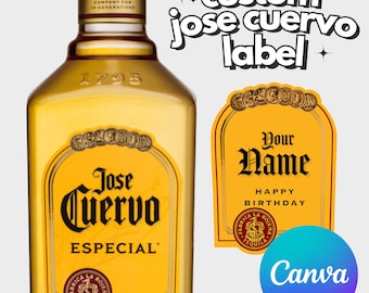 Gepersonaliseerde aangepaste Jose Cuervo Tequila bewerkbare Label Canva sjabloon digitale download | Groomsmen Gift Vrijgezellenfeest Cadeaus voor hem papa