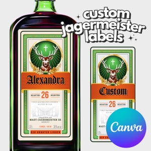 Personalized Custom Jagermeister Editable Label Canva Template Digital Download Groomsmen Gift Bachelorette Party Gifts for Him Dad zdjęcie 1