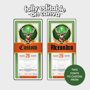 Étiquette modifiable Jagermeister personnalisée Modèle de toile Téléchargement numérique Cadeau garçon d'honneur Cadeaux enterrement de vie de jeune garçon pour lui papa image 2