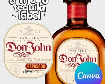 Don Tequila labelcanvasjabloon gepersonaliseerde aangepaste digitale download bruidsjonkers cadeau vrijgezellenfeest cadeaus voor hem vader
