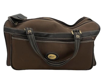 Verdi International VINTAGE Travel Tote top handle duffle Gym bag Carry on Brown