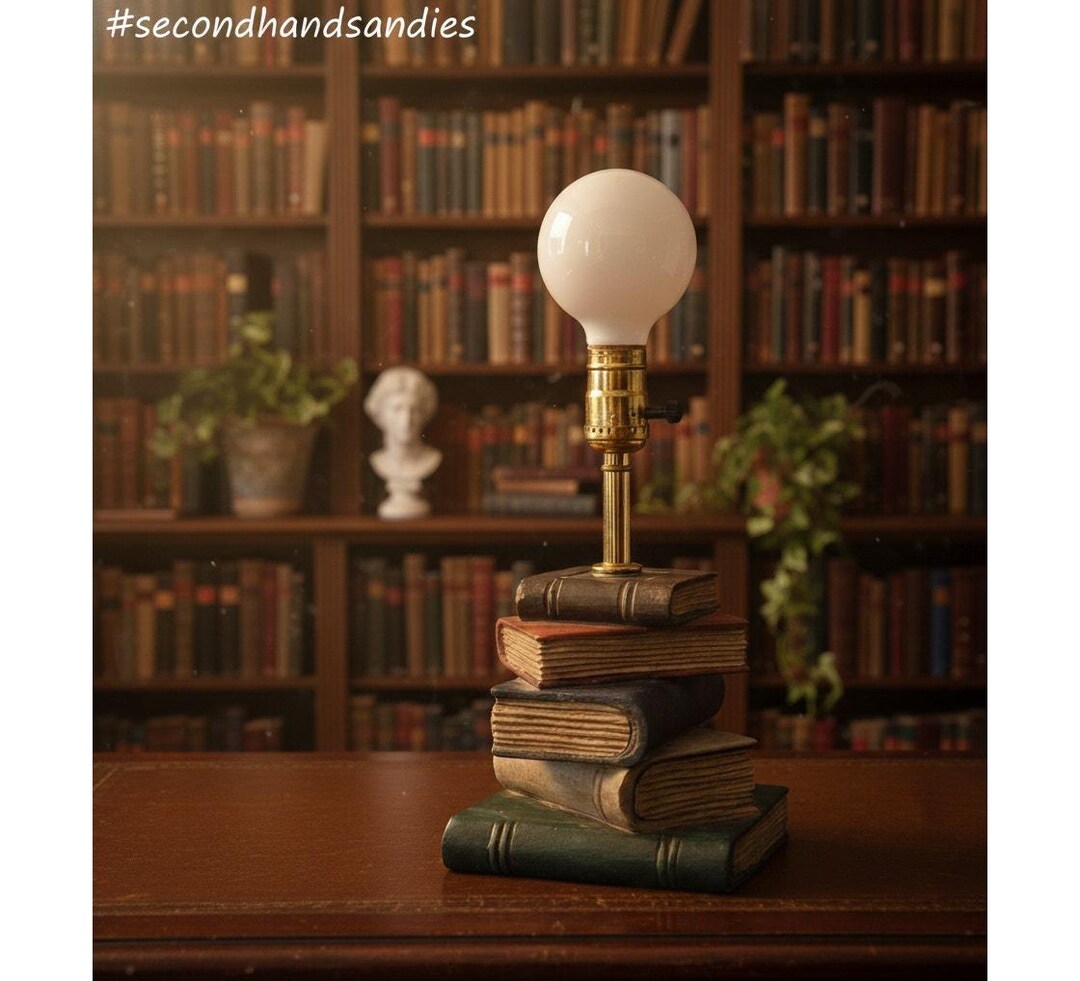 Vintage Stacked Book Lamp Mid Century Modern Dark Academia Library ...