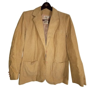VINTAGE Long Street women&#39;s Brown Corduroy coat Jacket Pockets 2 Button Blazer