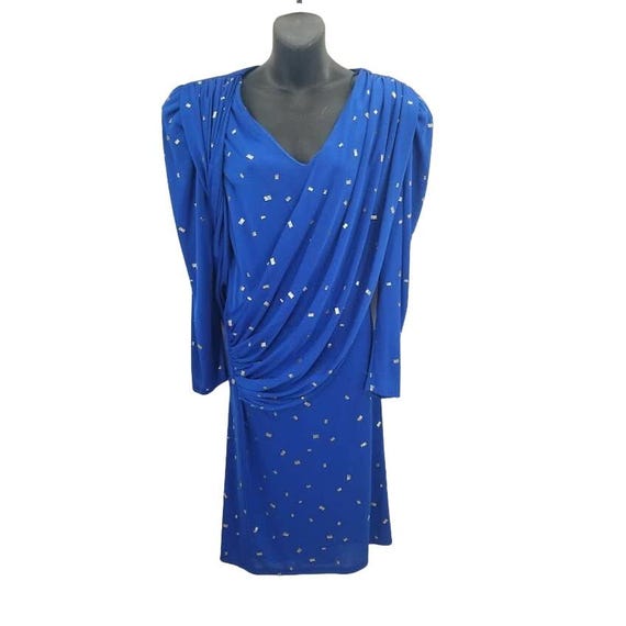 blue cocktail dress size 14 Vintage 1960s Cobalt Blue Satin Cocktail Dress, Size 12-14 UK/ 40" Bust See ITEM DETAILS for All Measurements