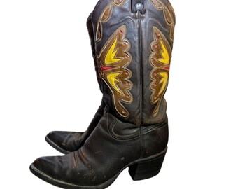 Texas Boot Co. 80's Cowboy boots Size 8.5 D Leather butterfly Style M99