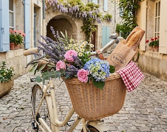 Vintage Bicycle Bike FAUX Wicker basket Brown Woven Rattan Cane