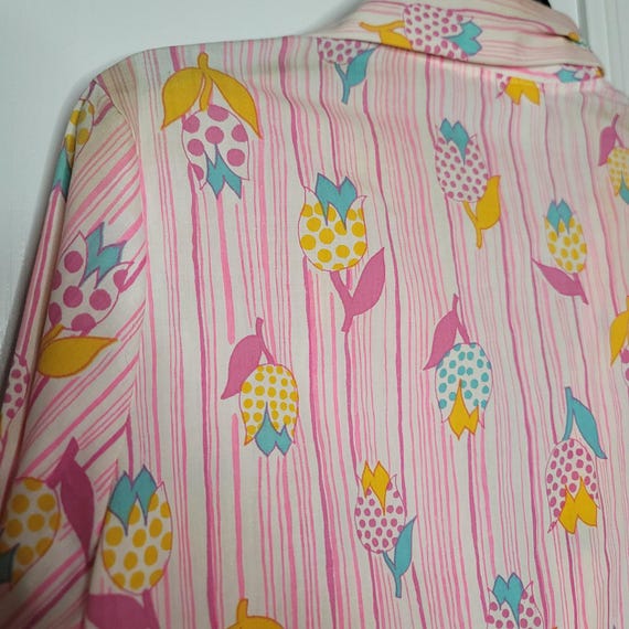 GAYMADE Vintage Pink Flowers funky Housecoat Dres… - image 6
