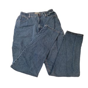 L.L. Bean Mom jeans High Waisted Mom Size 12 Tall Elastic Waist Tapered Leg